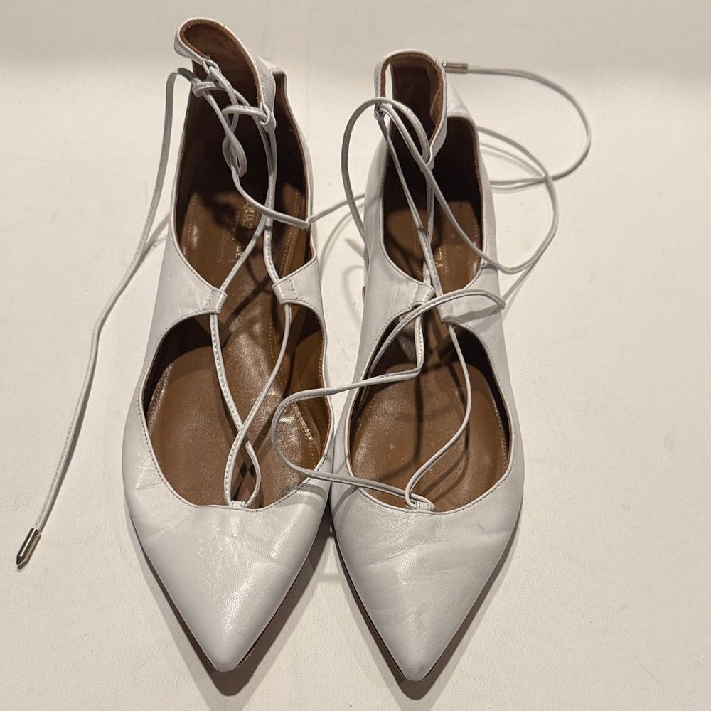 Aquazzura White Lace-Up Heels